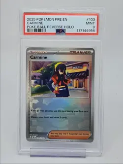 CARMINE 2025 POKEMON PRISMATIC EVO POKE BALL REVERSE HOLO 103/131 PSA 9 Q0004 - Image 1