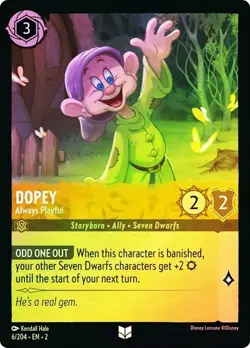 Dopey Always Playful 6/204 Cold FOIL Rise of the Floodborn Disney Lorcana - Image 1