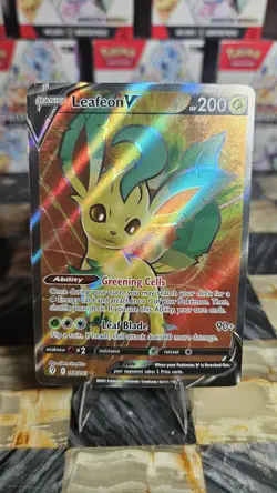 Pokemon TCG Leafeon v Full Art Holo Rare Card 166/203 Evolving Skies - Image 1