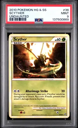 2010 POKEMON HEARTGOLD & SOULSILVER UNDAUNTED #36 SCYTHER PSA 9 - Image 1