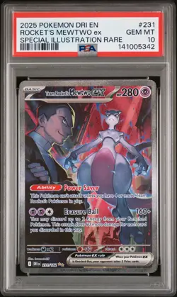 2025 POKEMON DRI EN-DESTINED RIVALS #231 TEAM ROCKET'S MEWTWO EX PSA 10 - Image 1