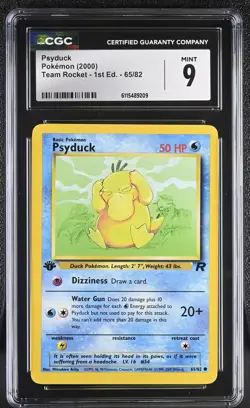CGC MINT 9 Pokemon Psyduck 65/82 2000 Team Rocket 1st Edition - Image 1