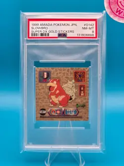 PSA 8 - 1999 AMADA POKEMON JAPANESE SUPER DX GOLD STICKERS D142 SLOWBRO - Image 1