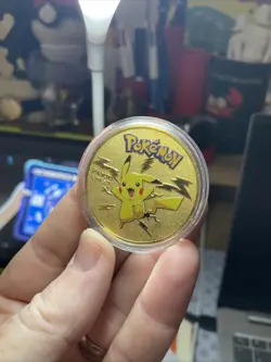 Pokemon PIKACHU! Collectible Coin Gold Tone Metal Medallion Souvenir Rare, Mint - Image 3