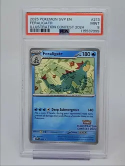 FERALIGATR 2025 POKEMON ILLUSTRATION CONTEST 2024 BLACK STAR #213 PSA 9 Q0004 - Image 1