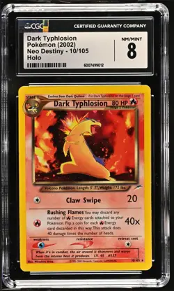 Pokemon Dark Typhlosion Neo Destiny 10/105 Holo Rare Unlimited CGC 8 - Image 1