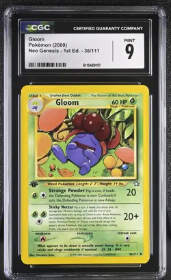 CGC MINT 9 Pokemon Gloom 36/111 2000 Neo Genesis 1st Edition - Image 1