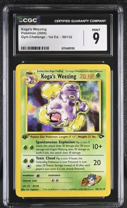 CGC MINT 9 Pokemon Koga's Weezing 50/132 2000 Gym Challenge 1st Edition - Image 1