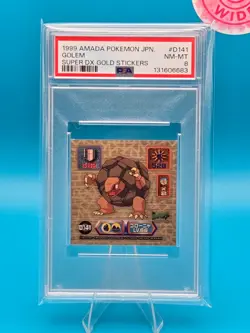 PSA 8 - 1999 AMADA POKEMON JAPANESE SUPER DX GOLD STICKERS D141 GOLEM - Image 1