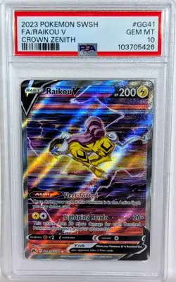 Pokemon Swsh RAIKOU V Crown Zenith Full Art GG41/GG70 PSA 10 💎 GEM MINT - Image 1