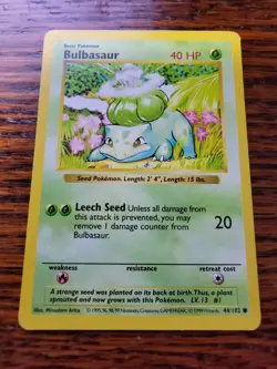 MP! Pokemon TCG Bulbasaur Base Set 44/102 Regular Shadowless Common - Image 1
