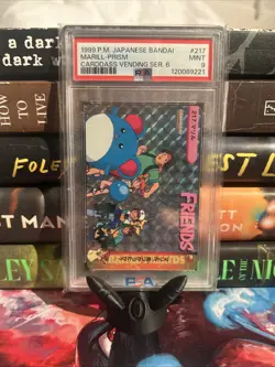 1999 POKEMON JPN BANDAI CARDDASS VENDING SER 6 #217 MARILL-PRISM PSA 9 - Image 1