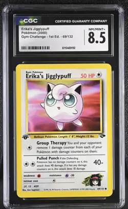 CGC NM/Mint+ 8.5 Pokemon Erika's Jigglypuff 69/132 2000 Gym Challenge 1st Editio - Image 1