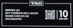 2019 Pokemon SM Hidden Fates 31/68 Mewtwo GX Holo TAG 10 (984) *RANK #1* - Image 3