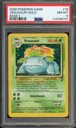 2000 POKEMON GAME #18 VENUSAUR HOLO NM-MT PSA 8 BASE II - Image 1