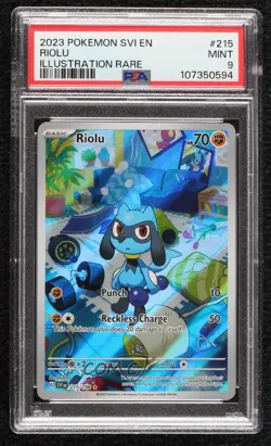 Riolu Illustration Rare Pokemon Scarlet & Violet Base Set SV1 PSA 9 MINT - Image 1