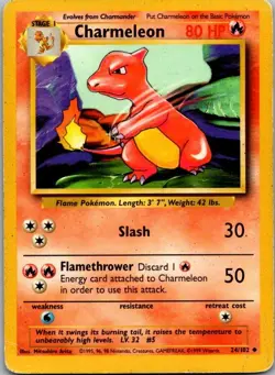 Base Set #024/102 Charmeleon Pokemon Moderately Played - Image 1