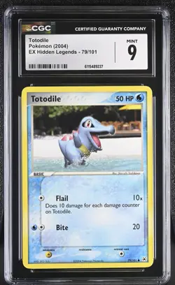 CGC MINT 9 Pokemon Totodile 79/101 2004 EX Hidden Legends - Image 1