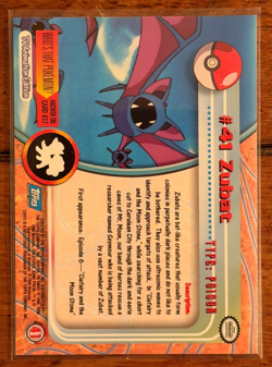 1999 Topps Pokemon Zubat #41 TV Animation Edition Blue Logo 1st Series - Image 2