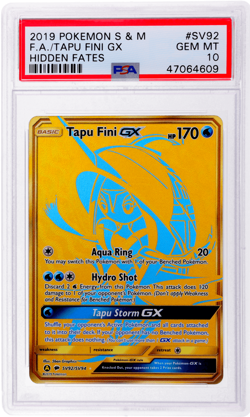 2019 Pokemon Sun and Moon Hidden Fates Tapu Fini Gx Shiny Vault #SV92 PSA 10 - Image 1