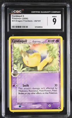 CGC MINT 9 Pokemon Cyndaquil 45/101 2006 EX Dragon Frontiers - Image 1