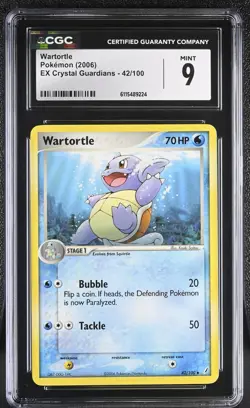 CGC MINT 9 Pokemon Wartortle 42/100 2006 EX Crystal Guardians - Image 1