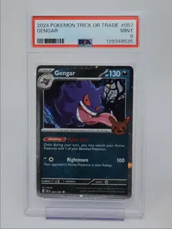 GENGAR 2024 POKEMON TRICK OR TRADE PALDEAN FATES UNCOMMON 057/091 PSA 9 Q0004 - Image 1