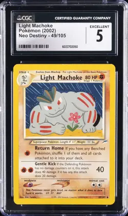 2002 POKEMON NEO DESTINY #49 LIGHT MACHOKE CGC 5 - Image 1