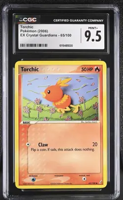 CGC MINT+ 9.5 Pokemon Torchic 65/100 2006 EX Crystal Guardians - Image 1