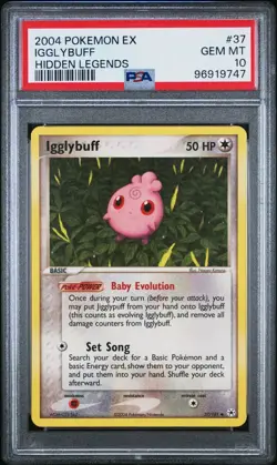 2004 Pokemon EX Hidden Legends # 37 Igglybuff PSA 10 Card GEM MINT! Rare! Pop 3! - Image 1