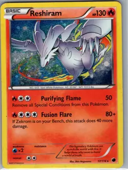 Reshiram 17/116 Holo Plasma Freeze - Pokemon Card - LP - Image 1