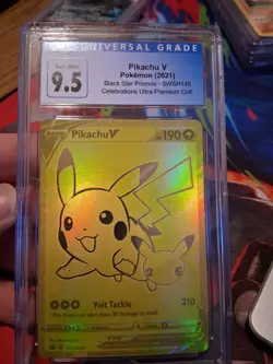 Pikachu V SWSH145 SWSH: Sword & Shield Promo Cards Holo CGC 9.5 CELEBRATIONS - Image 1
