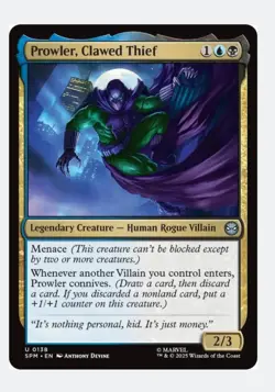 Prowler, Clawed Thief (FOIL) MTG SPM | Dimir Human Rogue Villain Menace Connive - Image 1