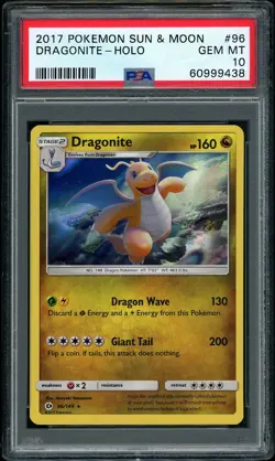 2017 Pokemon Sun & Moon Dragonite #96 Holo Rare PSA 10 GEM MINT - Image 1