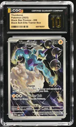 Pokemon 2025 Thundurus Black Star Promos #209 CGC PRISTINE 10 - Image 1