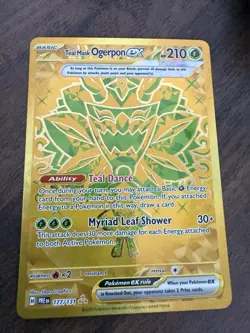 Pokemon TCG Teal Mask Ogerpon EX Prismatic Evolutions 177/131 Hyper Rare Gold - Image 3