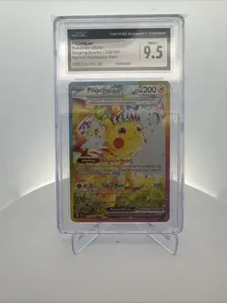 2024 Pokemon S&V Surging Sparks Pikachu Ex SIR CGC 9.5 Mint+ #238/191 - Image 1