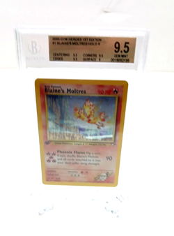 2000 Pokemon Gym Heroes 1st Edition Rare Holo Blaine's Moltres BGS 9.5 Gem Mint - Image 1