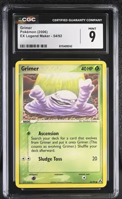 CGC MINT 9 Pokemon Grimer 54/92 2006 EX Legend Maker - Image 1