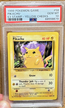 Pokemon Pikachu 1999 Game #58 E3 Stamp Yellow Cheeks PSA 10 - Image 1
