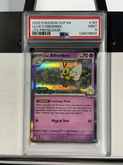 2025 Pokemon Black Star Promo Prerelease-Staff Lillie's Ribombee PSA 9 - Image 1