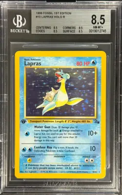 Pokemon 1999 Lapras Fossil - 1st Ed. 10/62 BGS 8.5 - Image 1