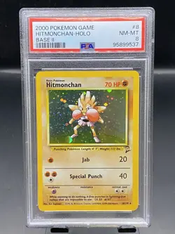 TCG Pokemon 2000 Hitmonchan Base Set 2 PSA 8 - Image 1