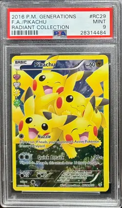 Pokemon Pikachu 2016 XY Generations Radiant Collection #RC29 FA PSA 9 - Image 1