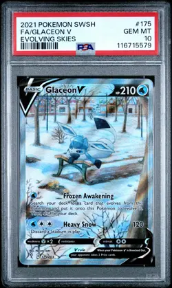 2021 POKEMON SWORD & SHIELD EVOLVING SKIES #175 FULL ART/GLACEON V PSA 10 - Image 1