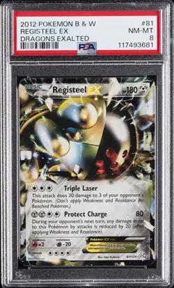 2012 POKEMON B&W DRAGONS EXALTED #81 REGISTEEL EX PSA 8 - Image 1