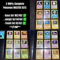 Pokemon TCG Master Set 100% Complete Base Set 102/102 Jungle 64/64 Fossil 62/62 - Image 1