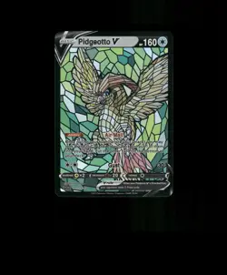 Fan-Art READ DESCRIPTION BELOW HOLO Pidgeotto Card Stained Glass Pokemon p1 - Image 1