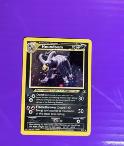 Houndoom 4/75 Neo Discovery Holo Rare WOTC Pokemon Card - Damaged Crease - Image 1