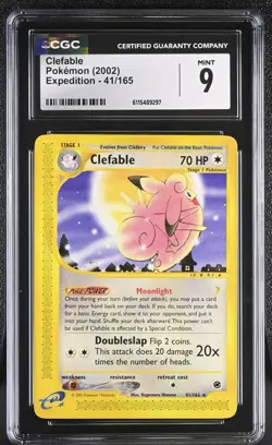 CGC MINT 9 Pokemon Clefable 41/165 2002 Expedition - Image 1